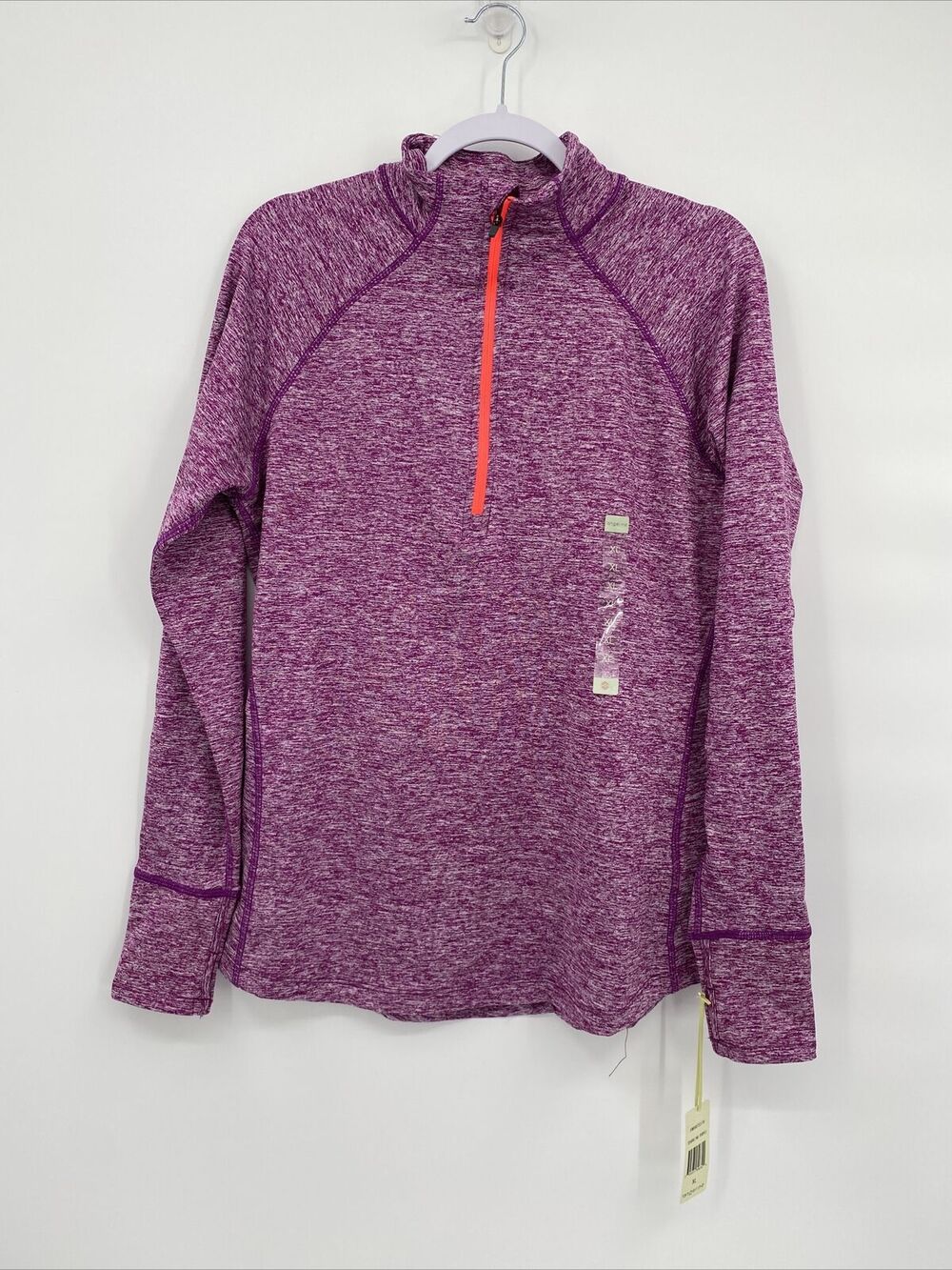 Tangerine Womens Stretch Pullover 1/4 Zip Workout Top Sparkling Purple XL NEW